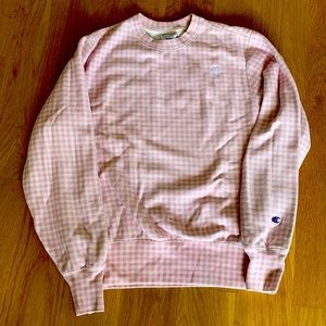 Champion x HVN Pink Gingham Crewneck Sweatshirt